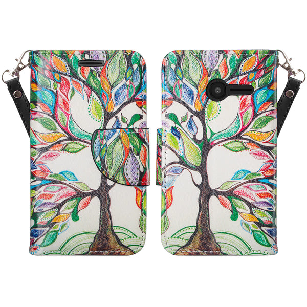 Alcatel Onetouch Pixi Plusar Pu leather wallet case - colorful tree - www.coverlabusa.com