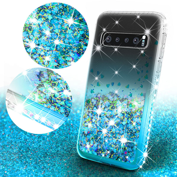 clear liquid phone case for samsung galaxy s10 - teal - www.coverlabusa.com 