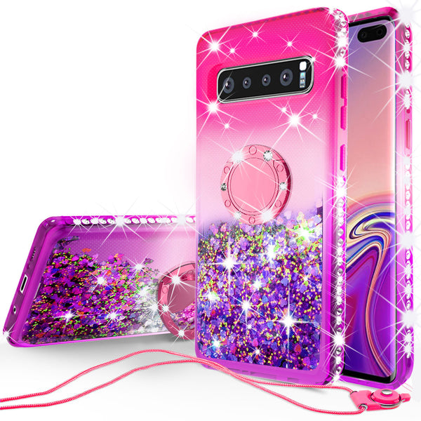 glitter ring phone case for samsung galaxy s10e - hot pink gradient - www.coverlabusa.com 