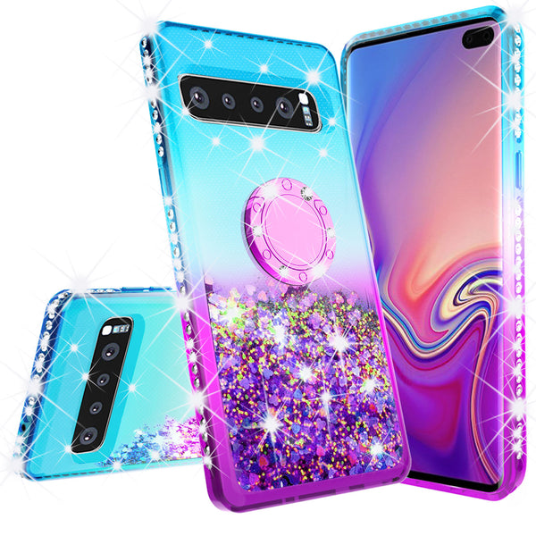 glitter ring phone case for samsung galaxy s10 - teal gradient - www.coverlabusa.com 