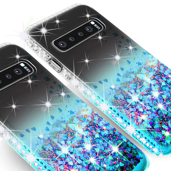 clear liquid phone case for samsung galaxy s10 - teal - www.coverlabusa.com 