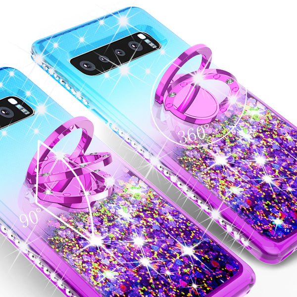 glitter ring phone case for samsung galaxy s10 - teal gradient - www.coverlabusa.com 
