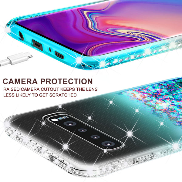 clear liquid phone case for samsung galaxy s10 - teal - www.coverlabusa.com 