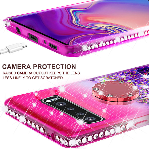 glitter ring phone case for samsung galaxy s10e - hot pink gradient - www.coverlabusa.com 