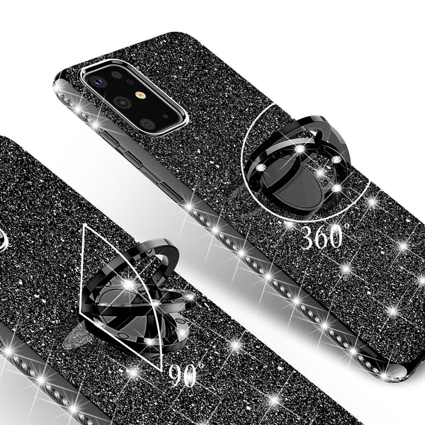 samsung galaxy s20 glitter bling fashion case - black - www.coverlabusa.com