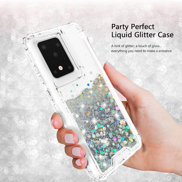 hard clear glitter phone case for samsung galaxy s20 plus - clear - www.coverlabusa.com 