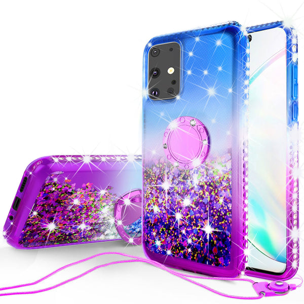 glitter phone case for samsung galaxy s20 plus - blue/purple gradient - www.coverlabusa.com