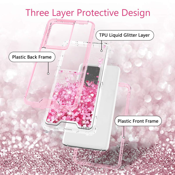 hard clear glitter phone case for samsung galaxy s20 - pink - www.coverlabusa.com 