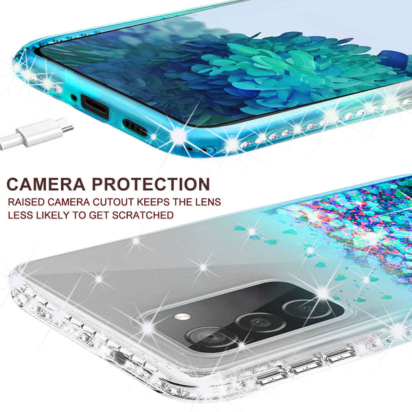 clear liquid phone case for samsung galaxy s20 fan edition - teal - www.coverlabusa.com