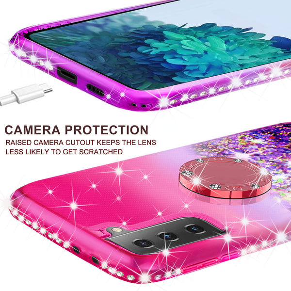 glitter phone case for samsung galaxy s21 plus - hot pink/purple gradient - www.coverlabusa.com