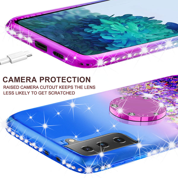 glitter phone case for samsung galaxy s21 - blue/purple gradient - www.coverlabusa.com