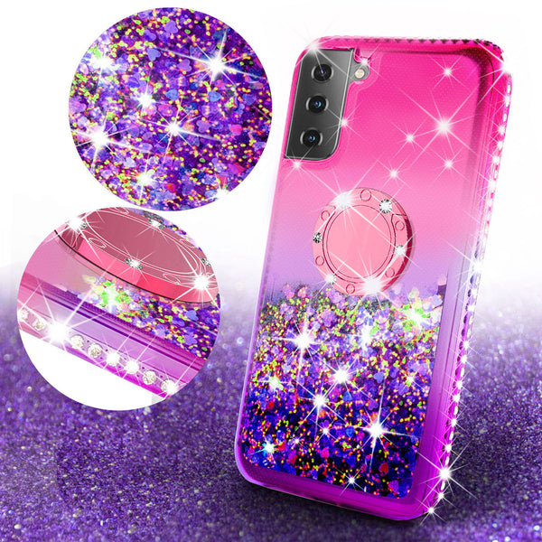 glitter phone case for samsung galaxy s21 plus - hot pink/purple gradient - www.coverlabusa.com