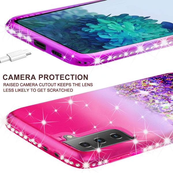 glitter phone case for samsung galaxy s21 plus - hot pink/purple gradient - www.coverlabusa.com