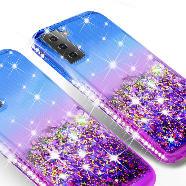 glitter phone case for samsung galaxy s21 plus - blue/purple gradient - www.coverlabusa.com