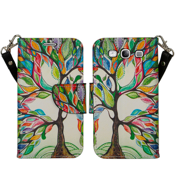 samsung galaxy S3 leather wallet case - colorful tree - www.coverlabusa.com