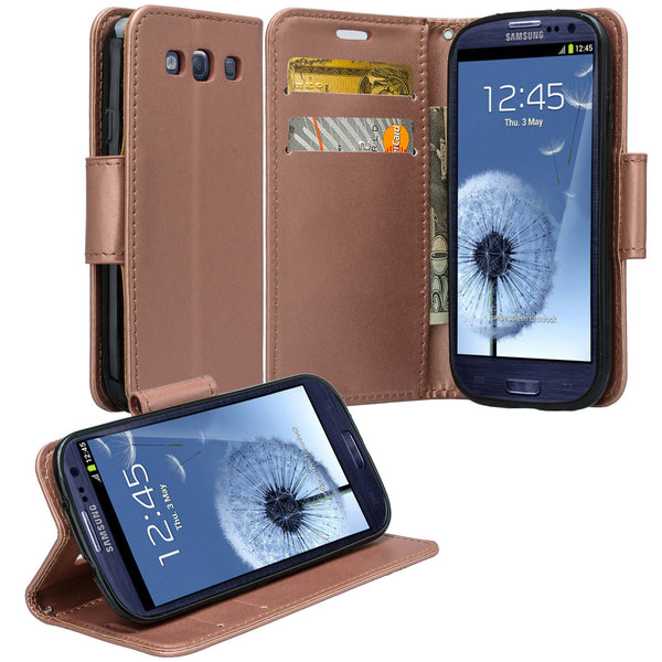 samsung galaxy S3 leather wallet case - rose gold - www.coverlabusa.com