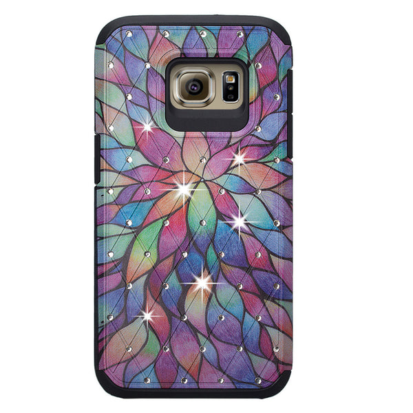 Galaxy S7 Edge diamond rhinestone case - rainbow flower - www.coverlabusa.com