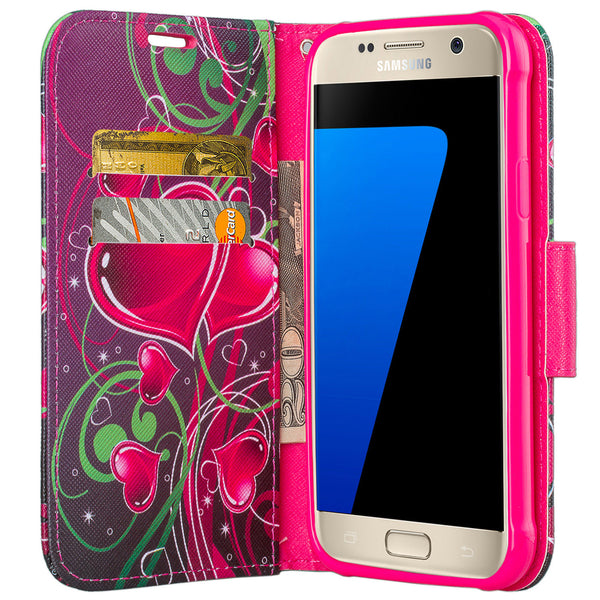 samsung galaxy s7 active leather wallet case - heart strings - www.coverlabusa.com