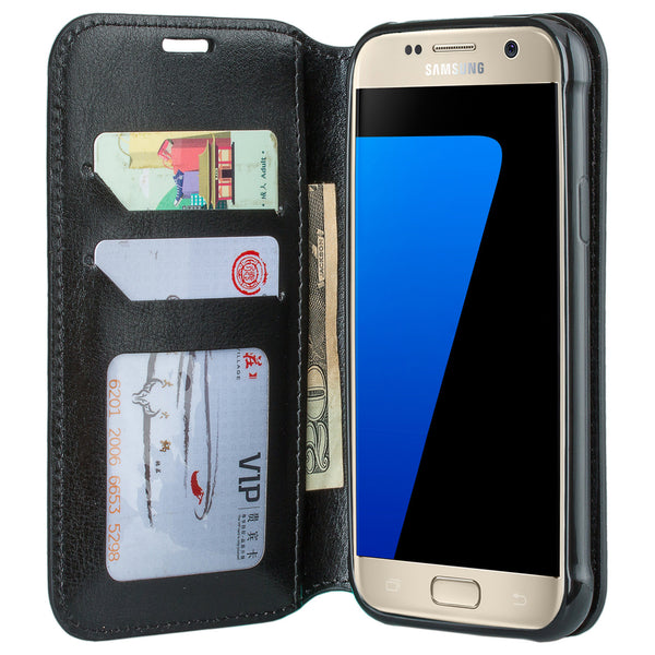 samsung galaxy s7 active leather wallet case - black - www.coverlabusa.com