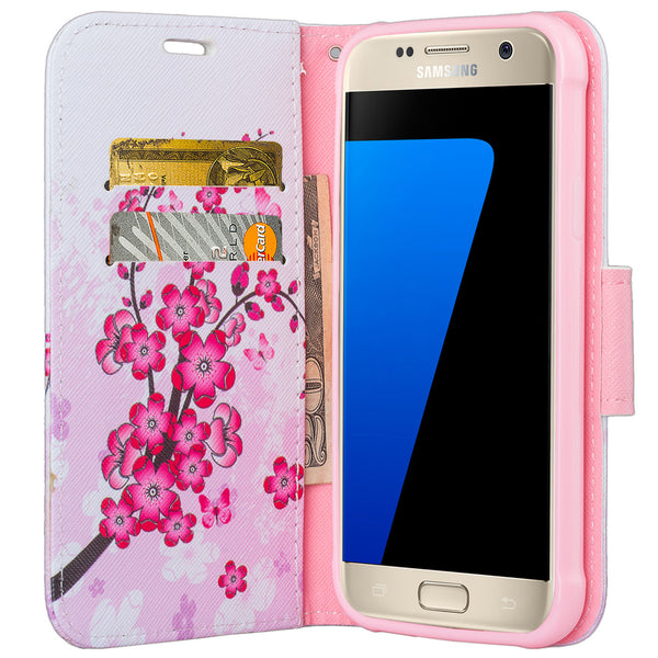 samsung galaxy s7 active leather wallet case - cherry blossom - www.coverlabusa.com