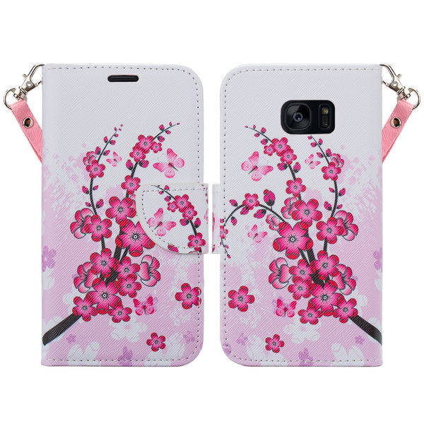 samsung galaxy s7 active leather wallet case - cherry blossom - www.coverlabusa.com