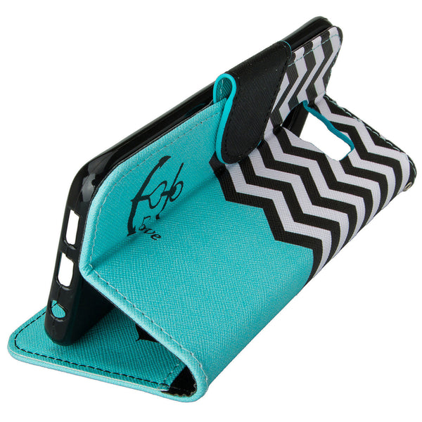 samsung galaxy S6 Edge magnetic flip wallet case - Teal Anchor - www.coverlabusa.com