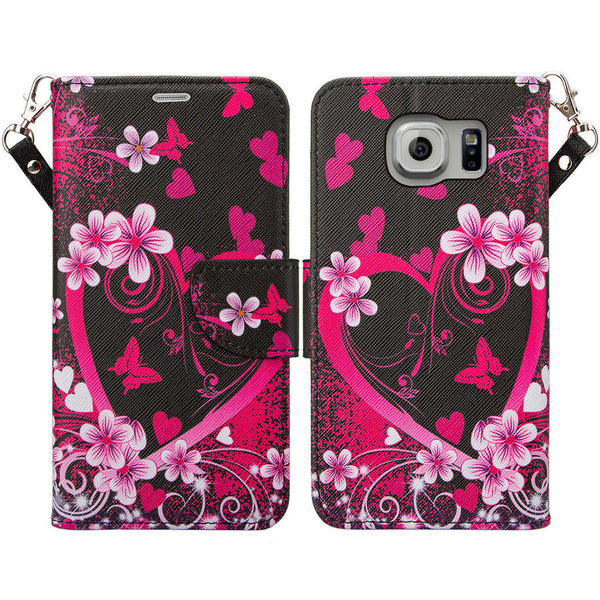 galaxy S7 cover, galaxy S7 wallet case - Flower Hearts - www.coverlabusa.com