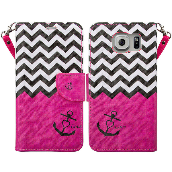 galaxy S7 cover, galaxy S7 wallet case - Hot Pink Anchor - www.coverlabusa.com