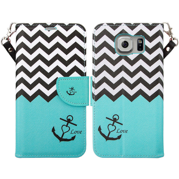 galaxy S6 Edge Plus cover, galaxy S6 Edge Plus wallet case - Teal Anchor - www.coverlabusa.com