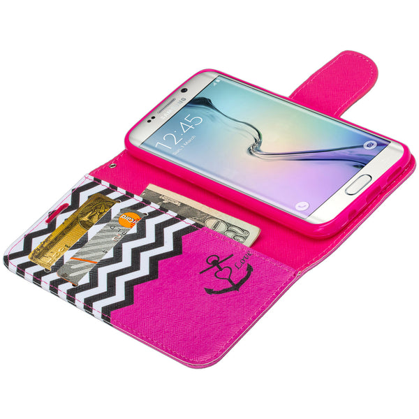 galaxy S7 cover, galaxy S7 wallet case - Hot Pink Anchor - www.coverlabusa.com