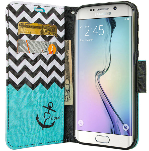 galaxy S6 Edge Plus cover, galaxy S6 Edge Plus wallet case - Teal Anchor - www.coverlabusa.com