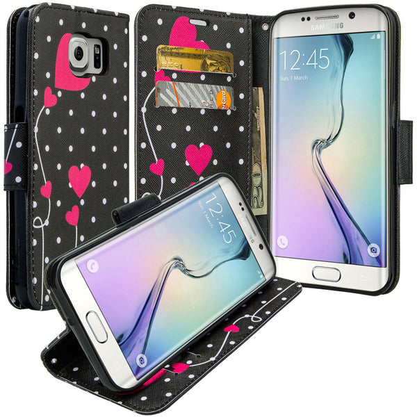 galaxy S7 cover, galaxy S7 wallet case - Polka Dots Hearts - www.coverlabusa.com
