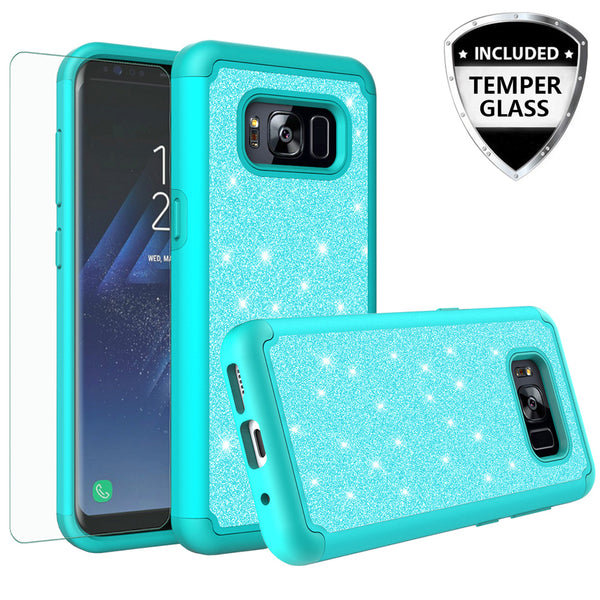 Samsung Galaxy S8 Glitter Hybrid Case - Teal - www.coverlabusa.com