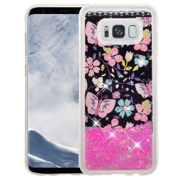 galaxy s8 plus liquid sparkle quicksand case - pink butterfly - www.coverlabusa.com