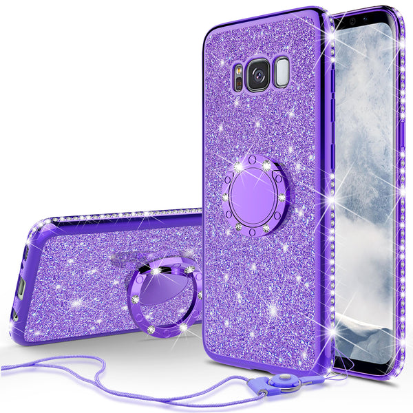 samsung galaxy 8 plus glitter bling fashion case - purple - www.coverlabusa.com