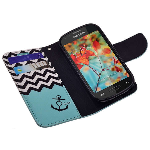 samsung galaxy light leather wallet case - teal anchor - www.coverlabusa.com