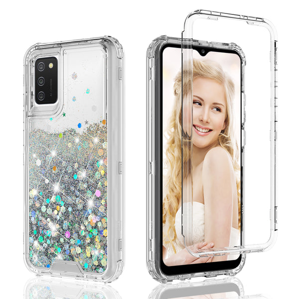 hard clear glitter phone case for samsung galaxy a02s - clear - www.coverlabusa.com