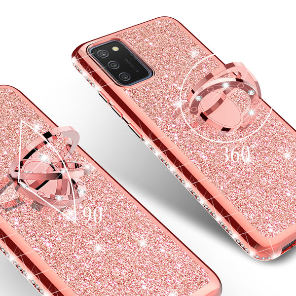 samsung galaxy a02s glitter bling fashion case - rose gold - www.coverlabusa.com