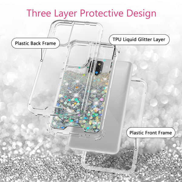 hard clear glitter phone case for samsung galaxy a02s - clear - www.coverlabusa.com