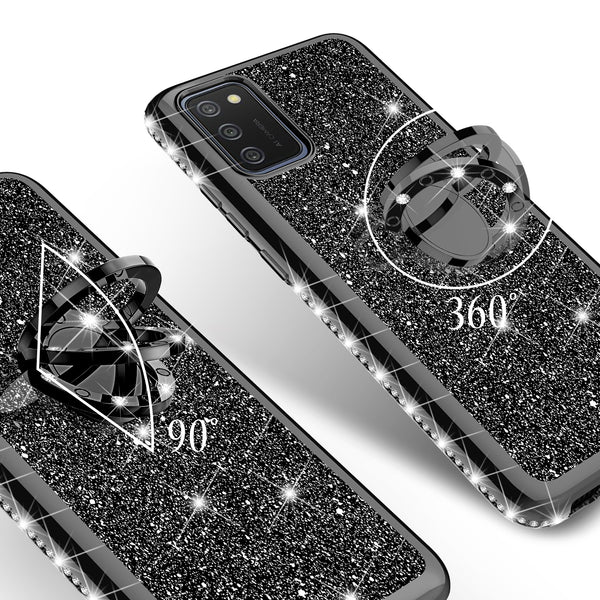 samsung galaxy a02s glitter bling fashion case - black - www.coverlabusa.com