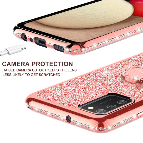 samsung galaxy a02s glitter bling fashion case - rose gold - www.coverlabusa.com