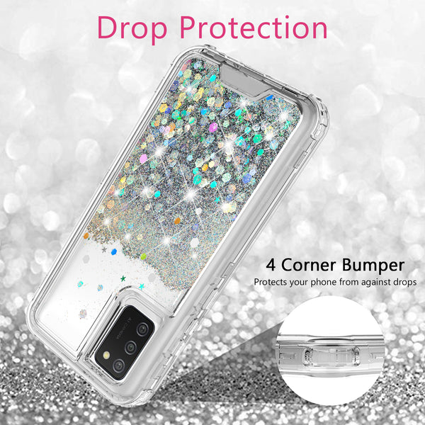 hard clear glitter phone case for samsung galaxy a02s - clear - www.coverlabusa.com