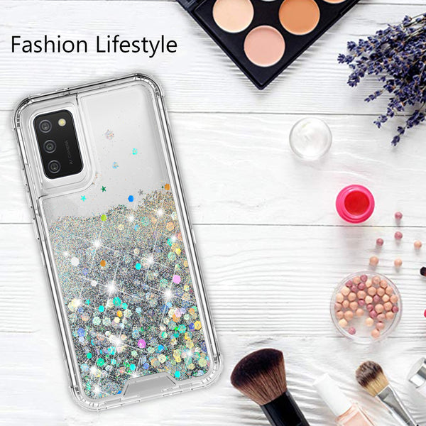 hard clear glitter phone case for samsung galaxy a02s - clear - www.coverlabusa.com