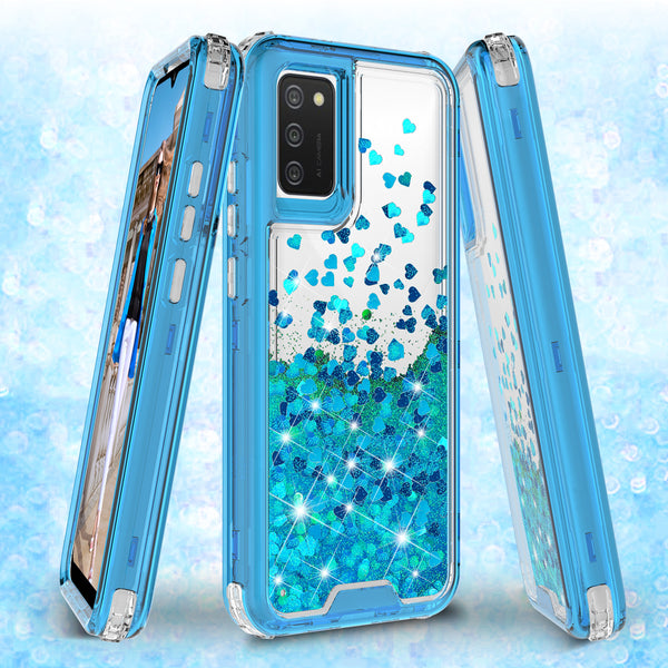 hard clear glitter phone case for samsung galaxy a02s - teal - www.coverlabusa.com