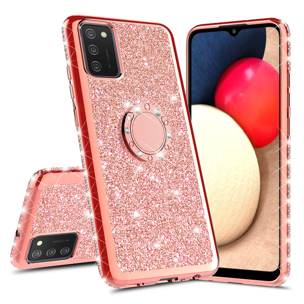 samsung galaxy a02s glitter bling fashion case - rose gold - www.coverlabusa.com