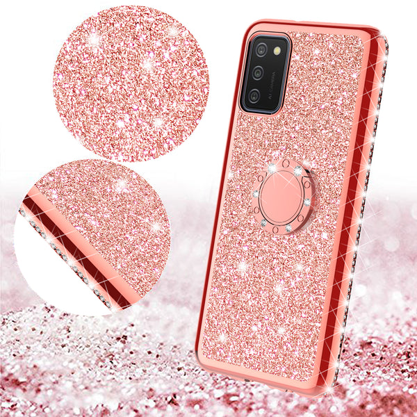 samsung galaxy a02s glitter bling fashion case - rose gold - www.coverlabusa.com