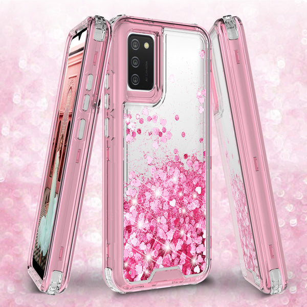 hard clear glitter phone case for samsung galaxy a02s - pink - www.coverlabusa.com