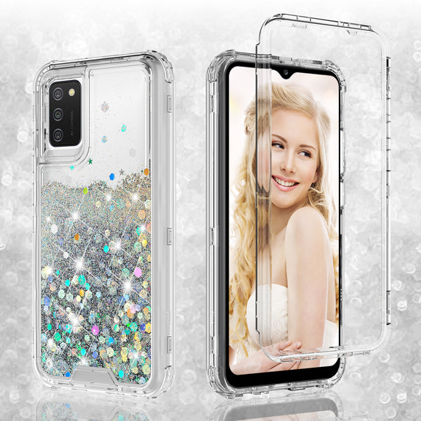 hard clear glitter phone case for samsung galaxy a02s - clear - www.coverlabusa.com