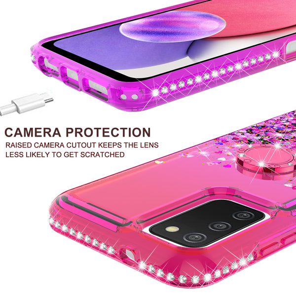 glitter phone case for samsung galaxy a03s - hot pink/purple gradient - www.coverlabusa.com