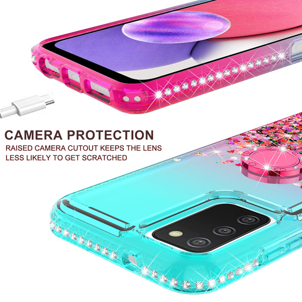 glitter phone case for samsung galaxy a03s - teal/pink gradient - www.coverlabusa.com